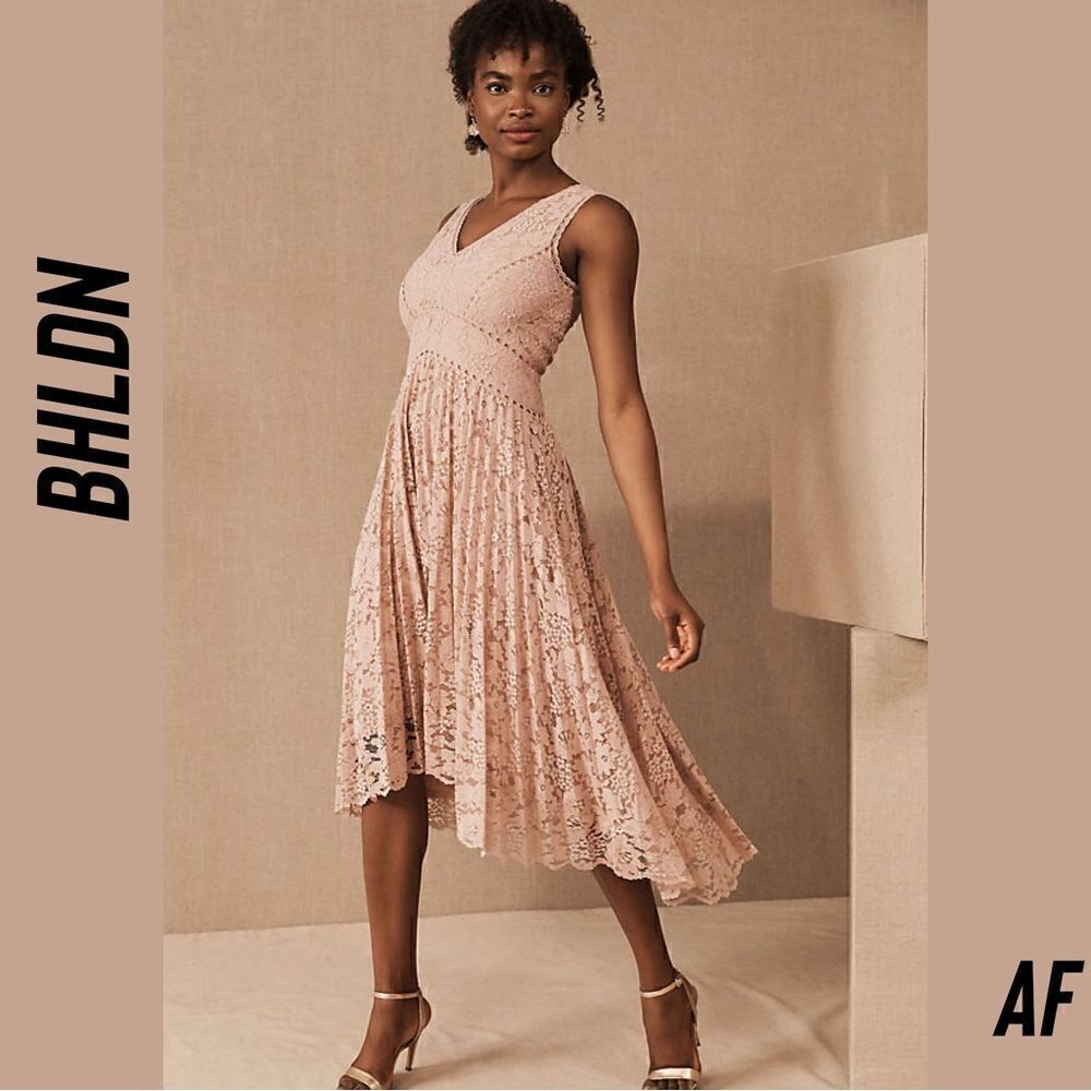 BHLDN PERRI LACE DRESS IN BLUSH PINK NEW SIZE 8 NWT